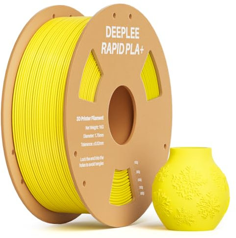DEEPLEE Rapid PLA Plus Filament 1.75mm, High Speed 3D Drucker Filament up to 600mm/s, PLA+ Filament Maßgenauigkeit +/- 0.02 mm für die meisten FDM 3D Drucker, Gelb 1KG