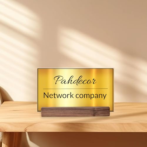 Pahdecor Plaque nominative personnalisée en acrylique avec miroir doré - Plaque nominative gravée pour bureau et porte, décoration de bureau, cadeau pour nouvel emploi, enseignant (doré)