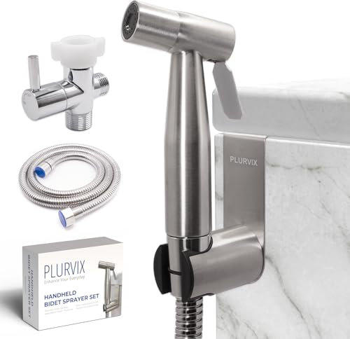 Plurvix Hand-Bidet-Sprühgerät für Toilette, einstellbarer Wasserdruck, Edelstahl-Jet-Sprüh-Set mit Bidet-Schlauch, weibliche Wäsche, muslimische Dusche, Windelreinigung