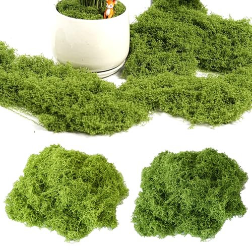 MaNeaz 60G Musgo Artificial Decoracion Musgo Artificial Para Belenes Musgo Para Plantas Para Hacer Modelos Decorativos De Acuarios (Verde Oscuro 30G + Verde Claro 30G)
