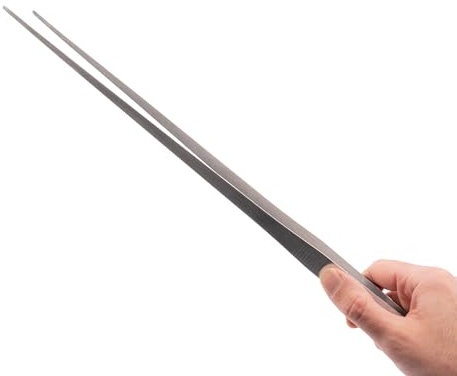 NatureHolic Scaping Tweezers Straight Silver | 48 cm Aquarium Pflanzenpinzette | Extra Lange Edelstahl Pinzette | Gerade Spitze mit Riffelung | Perfekt für Aquascaping & Pflanzenpflege | Silber