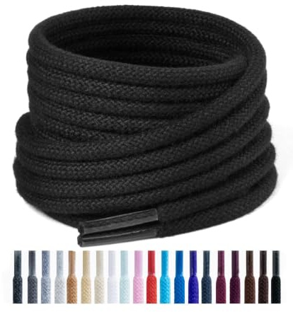Handshop 2 Paar runde Baumwollschnürsenkel für Turnschuhe, 4 mm Anti-Rutsch-Rundschnürsenkel für Sportschuhe, Stiefel