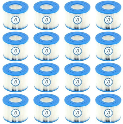 Mscomft VI Ersatz Filterkartusche für Pool, VI Filter Ersatzfilter,für Bestway Flowclear Pool Filter, für Bestway VI Filter, für Miami, Vegas, Monaco. Größe 6-58323 (16 Stück)