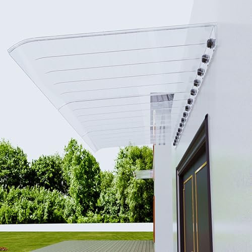 Verandamarkise Im Bogendesign Für Den Außenbereich, Regenschutz Aus Durchsichtigem Polycarbonat Im Modernen Design, UV-beständige, Regenfeste Markise Für Die Veranda (50x220cm/20x87in,Transparent)