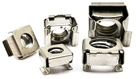 Käfigmuttern, schwimmende Mutter, A2-70 304 Edelstahl Quadratische elastische Rack-Montage Serverschrank Regal Clip Schwimmende Käfigmutter 10 Stück(M5)
