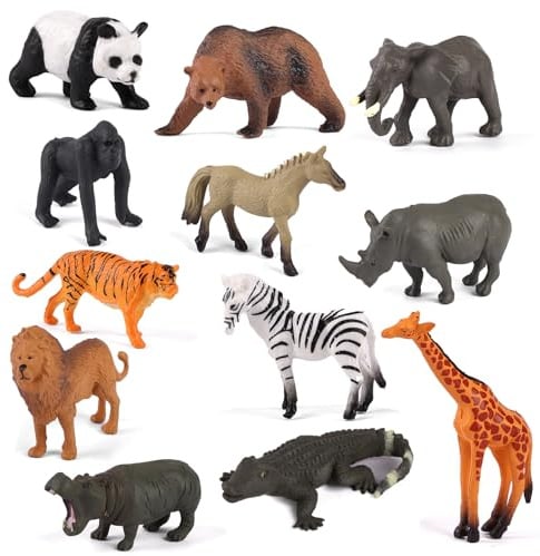 Maxmoc 12PCS Zoo Animals Toys Set, Plastic Animals Toys