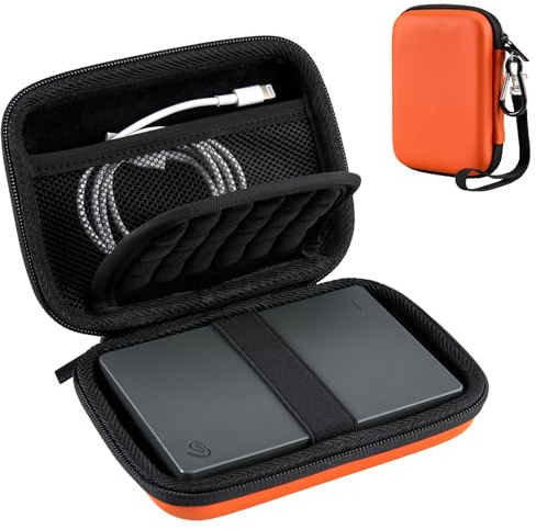 ProCase External Hard Drive Travel Case for 2.5 HDD/SSD -Orange | Fits Seagate Portable, Samsung T9, WD Elements, My Passport, Toshiba Canvio Basics, 1TB-5TB Drives, USB 3.0 HDD/SSD Storage