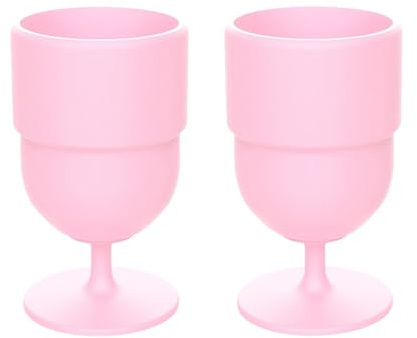 Duoduole 2 Pack Silicone Wine Glasses, Pink, 210 ML