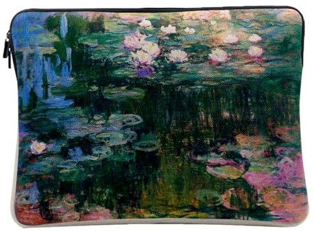 Housse Ordinateur et Tablette Aspect Lin - Monet Les Nympheas Peinture France - 12-13 Pouces Pochette de Protection PC Portable Imprimé en France