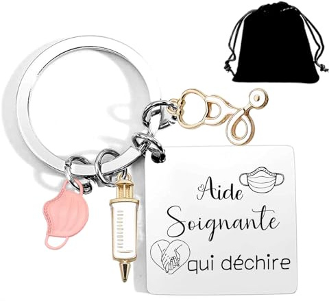 YZLPLP Cadeau Collègue Ami de Travail Porte clef Original Porteclef Personnalisé pour Aide-Soignante Docteur Infirmier Médecin Sage-femme Kiné Cadeau Unique pour Collègue de Travail, Ami, Famille