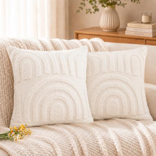 2er Set Kissenbezug Kordsamt,45x45 cm Kissenhülle Boho Regenbogen,Kissenhülle Wohnzimmer Deko,Zierkissenbezug Dekokissen,Kordsamt Stickerei Kissenbezüge,für Sofa Sessel Zuhause Schlafzimmer