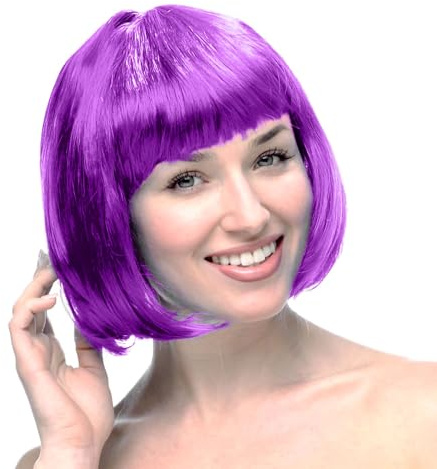 RuFengz Bob Perücke Damen Fasching, Kurzhaarperücke Pagenkopf mit Pony, Karneval Perücken Frauen, Kurze Faschingsperücken, Wig Accessoire für Mottoparty Cospaly