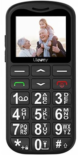 uleway Téléphone Portable Sénior sans Contrat, Touches Grandes GSM Dual SIM Téléphone Basique pour Personnes Âgées, Bouton d'urgence SOS, Ecran 1,77'', Longue Autonomie, Lampe Torche, Radio FM, Noir
