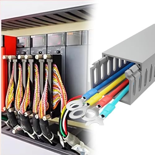 PVC Conduit Trunking Grey Square 25 30 40 60 Mm Height, Open Slot Cable Raceway For Wire Management, Cable Cover For Electrical Wires (10 16 30 Pcs)(16 PCS,W 50 MM H 50 MM)