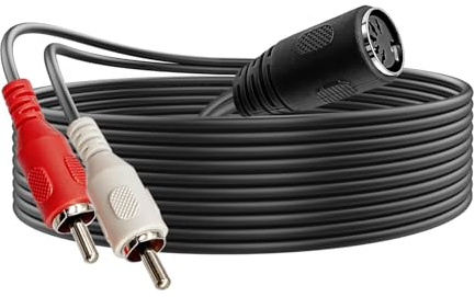 Giantdeer 1,5m Câble D'extension Audio DIN 5 Broches vers 2 RCA, Din 5 Broches vers Rca Femelle, Adapté aux Lecteurs CD,Lecteurs DVD, Magnétoscopes et Platines Vinyles (4,9 pieds)