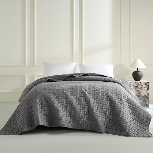 beeweed Graue Tagesdecke 170 x 210 cm - Vielseitige Steppdecke als Bettüberwurf oder Sofaüberwurf - Ideal als Bedspread im modernen Stil - Überwurfdecke für Bett und Sofa