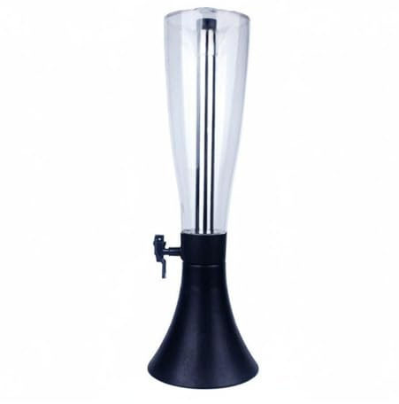 predolo Dispensador de Cerveza de Acrílico Multiuso Dispensador Bebida con Grifo Base Estable Torre Bebida Madera para Restaurantes, Fiestas, Moderno Con Base Negra