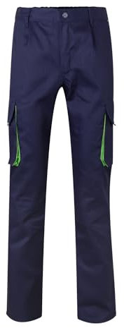 Velilla 103004 - Pantaloni multitasche, Blu marino e verde lime, 52