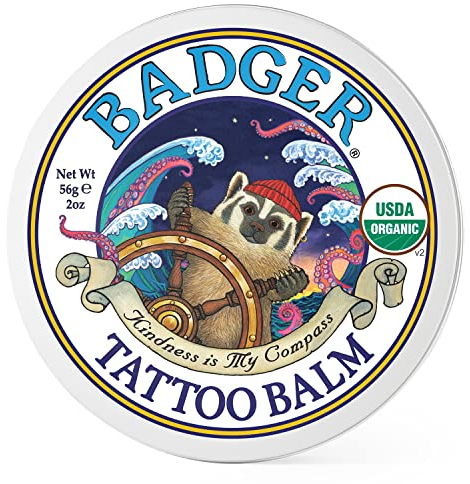 Badger Tattoo Balm - Pflegebalsam für Tattoos - Feuchtigkeitspflege mit Kokosnussöl und Tamanu-Öl - Balsam mit ätherischen Ölen - 720312