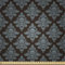 ABAKUHAUS Damast Stoff als Meterware, Klassische Blumenverzierung, Seidiger Satin Stoff Zum benähen von Heimtextilien, 2M (148x200cm), Dunkelbraun und Blau grau