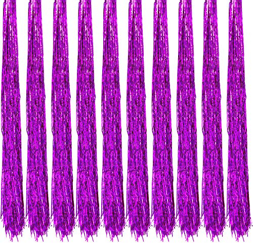 Oblique Unique® 10x Lametta Glänzend 100cm für Weihnachtsbaum Baumschmuck Weihnachtsdeko Weihnachten Party Feier Deko Silber Gold Weiß Schwarz Pink Lila Blau Grün - Farbe Wählbar (Lila)