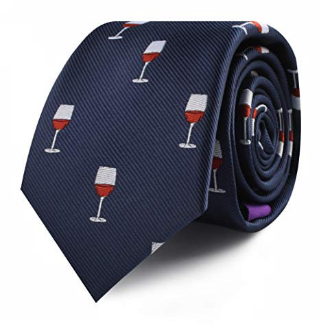 AUSCUFFLINKS Krawatten für Essen und Trinken | Schmale Krawatte in Weinrot | Geschenk für Herren, Feierlichkeiten, Anlässe