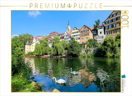 CALVENDO Puzzle Tübinger Neckarfront mit Hölderlin-Turm und Stiftskirche 1000 Teile Puzzle quer | Lege-Größe cm Foto-Puzzle für glückliche Stunden