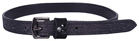 QHP Sporenriemen Shimmer aus Leder mit Glitzer, Strasssteinen und Edelstahlschnalle