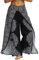 Nuofengkudu Damen Sommerhose Hippie Lange Hosen mit Schlitz Lockere Weites Bein Palazzo Bunt Flowy Yogahose Luftige Leicht Freizeit Sommer Strand Urlaub(Schwarz Floral A,Größe M,Etikett S/M)