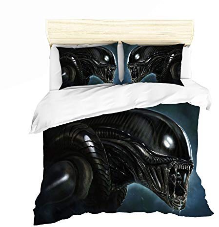 ZKDT Bettwäsche-Set, Hochwertiges Mikrofaser Mode Alien Theme Design Bettbezug, Kopfkissenbezug (Stil 1,135x200 cm)