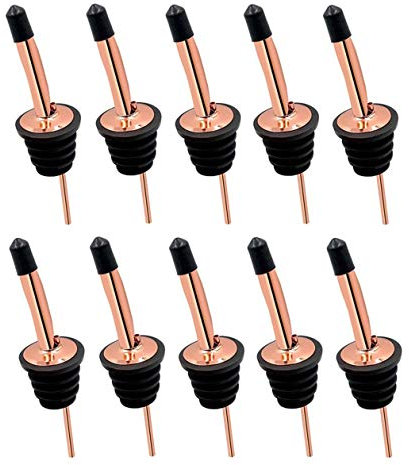 24 Pack Liquor Pour Spouts Set - Stainless Steel bottle spout and Liquor Pourers Dust Caps Covers Rose Gold