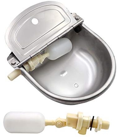 Automatic Dog Water Bowl, 304 Stainless Steel Livestock Waterer with 2 PCS Float Valve for Horse Cattle Goat Sheep Dog, Farm Grade Sheep Water Trough Bowl