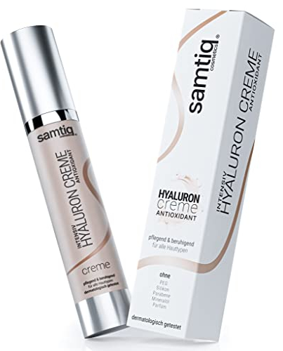 samtiq.® Hyaluron Creme Gesicht Intensive - Tagescreme/Nachtcreme mit Grüntee Extrakt, Antioxidant, 50ml, Feuchtigkeitscreme Trockene Haut für Männer und Frauen, Gesichtspflege Moisturizer