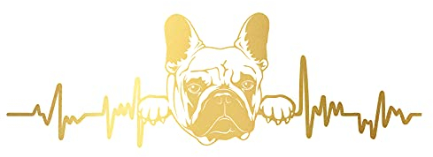 Finest Folia Aufkleber Herzschlag Tiere Breite 27cm Lifeline Heartbeat Deko Sticker Selbstklebend für Auto Kühlschrank Laptop Autoaufkleber K150 (Gold, 10 Französische Bulldogge)