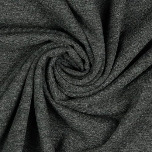 Jerseystoff Uni Meterware Tex Standard 100 zertifiziert 69 Farben zur Auswahl Uni + Meliert (M042 I Anthrazit Melange, 100 x 150cm)