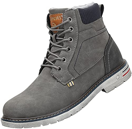 Mishansha Stivali da Neve Uomo Inverno Adulto Outdoor Antiscivolo Pelliccia Foderata Impermeabili Scarponi da Trekking, Grigio 44