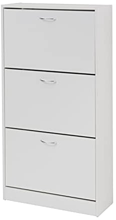 Baroni Home Zapatero Compacto de Madera melamínica de Entrada, Zapatero de 18 Pares con 3 Puertas abatibles y Doble Profundidad, Medidas 24 x 63 x 120 cm