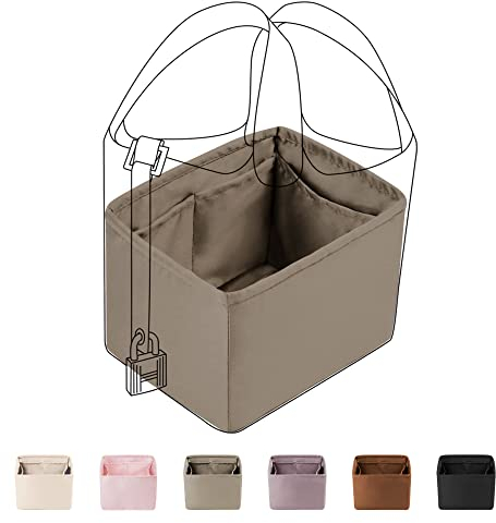 DGAZ Seide Handtaschen Tasche Organizer für Picotin 18/22, Bag in Bag Innentasche Organisator, Damen Taschenorganizer Handtasche Einsatz (Etoupe Grau, PC22)