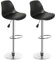 HUOLE Set di 2 Coppia Sgabello da Bar Moderno Sgabello Alto con schienale in Simipelle Sedia Alta da Cucina Regolabile Girevole-Nero-2pz