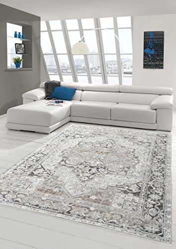 Teppich-Traum Klassischer Teppich mit orientalischen Verzierungen & Ornamenten in Creme grau Größe 240 x 340 cm