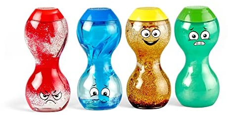 Learning Resources Bouteilles Sensorielles Exprime Tes Émotions - Jouet Sensoriel de Thérapie, Jeu de 4 pour Aider les Enfants à se calmer et Exprimer Leur Ressenti, Autisme, ASE, jeux educatif 3+ ans