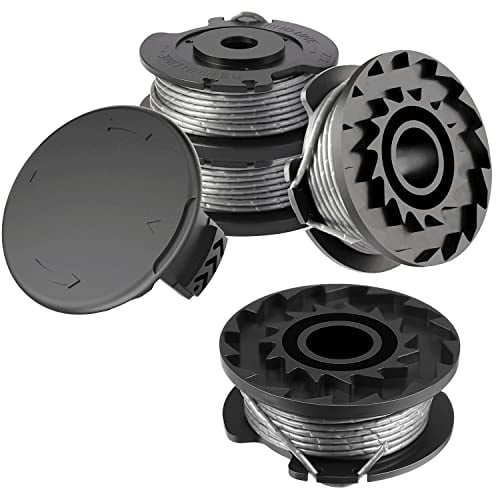 Rasentrimmer Spule,4 Stück Φ1,65 mm 4,9 m F016800569 Nylon Ersatzspule + F016F04557 Spulenabdeckung,Akku Rasentrimmer Fadenspule für Bosch ART 23 SL/ART 26 SL