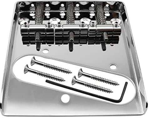 Telecaster Bridge LQ Industrial 1 Set Silberbrücke Bausatz mit 3 Messing-Sätteln, Set für Fender, Telecaster, Tele, Vintage, E-Gitarre