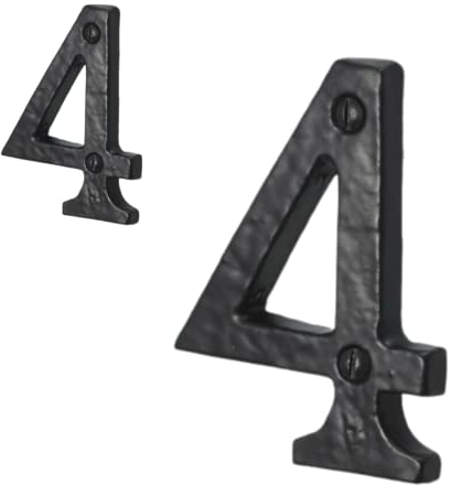 Antique Black Door Numbers Screw On 3 Inch Cast Iron Number 4 Door Number Elegant and Bold Door Numerals Suitable for All Door Types Including Wooden uPVC and Composite.