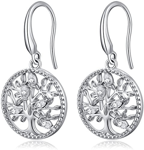 Orecchini Pendenti Donna Albero Della Vita Orecchini Diamanti Donna Argento 925 Anallergici