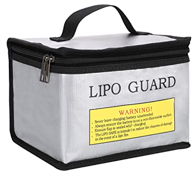 WANGCL Lipo Akku-Tasche, feuerfest, wasserdicht, Lipo-Ladetasche für Li-Po-Akku, Drohne, Akku, Powerbank, 215 x 145 x 165 mm, silberfarben