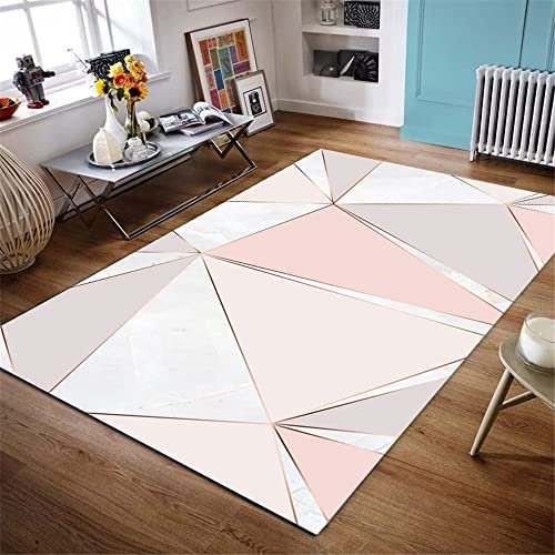 Teppich antirutsch Pads Kinder Teppich Rechteckiger Geometrischer Teppich Rosa Weißer Teppich Wohnzimmerteppich Anti-Rutsch küchen teppiche waschbar 200X250CM