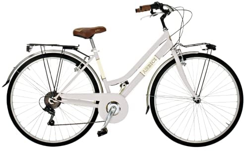 Airbici 603AC Damenfahrrad Citybike 28 Zoll | Fahrrad Damen Retro Cityräder City Bike 6-Gang, Stahlrahmen, Schutzbleche, LED-Licht und Gepäckträger | Fahrrad für Mädchen und Damen (Weiß)
