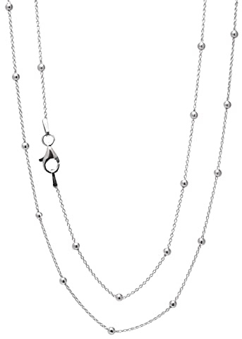 Treasure Bay Womens Silver Necklace Layers Stacking Small Silver Chain Necklace for women and girls - Italian 925 Sterling Silver Ball Chain Necklace Length 21In