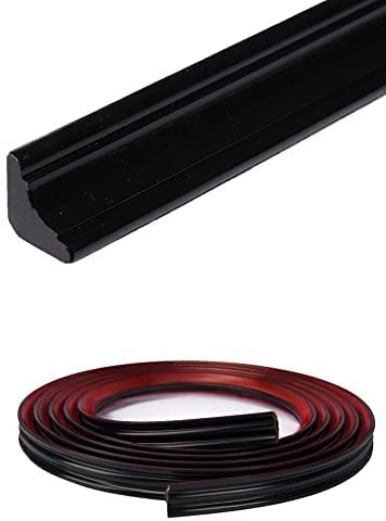 5M Black PVC Quadrant Trim,Flexible Laminate Beading Self Adhesive Plastic Wall Corner Edging Strip for Worktop Ceiling Floor,Caulk Moulding Skirting Board Trim(27mm*17mm)